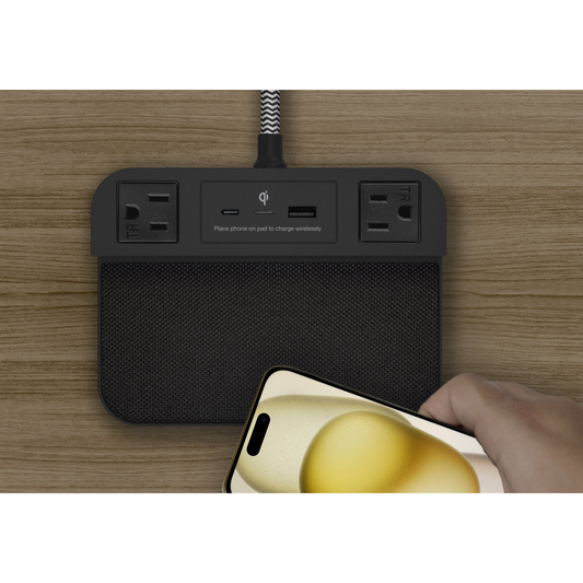 Nonstop Station P - Charging Station with 2 AC, 1 USB A, 1 USB-C and Qi Wireless Charger | PDI Hospitality