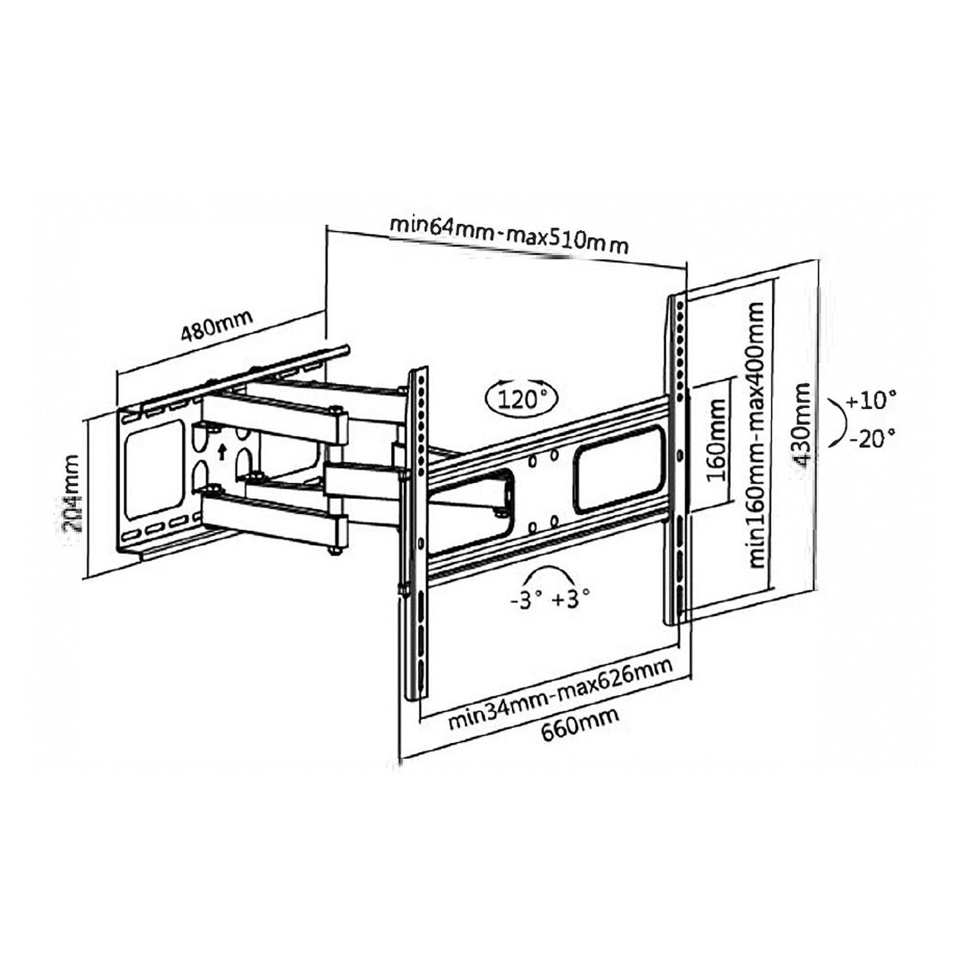 Starburst SB-3765ART-D Full Motion Dual Arm | TV Wall Mount | PDI Hospitality