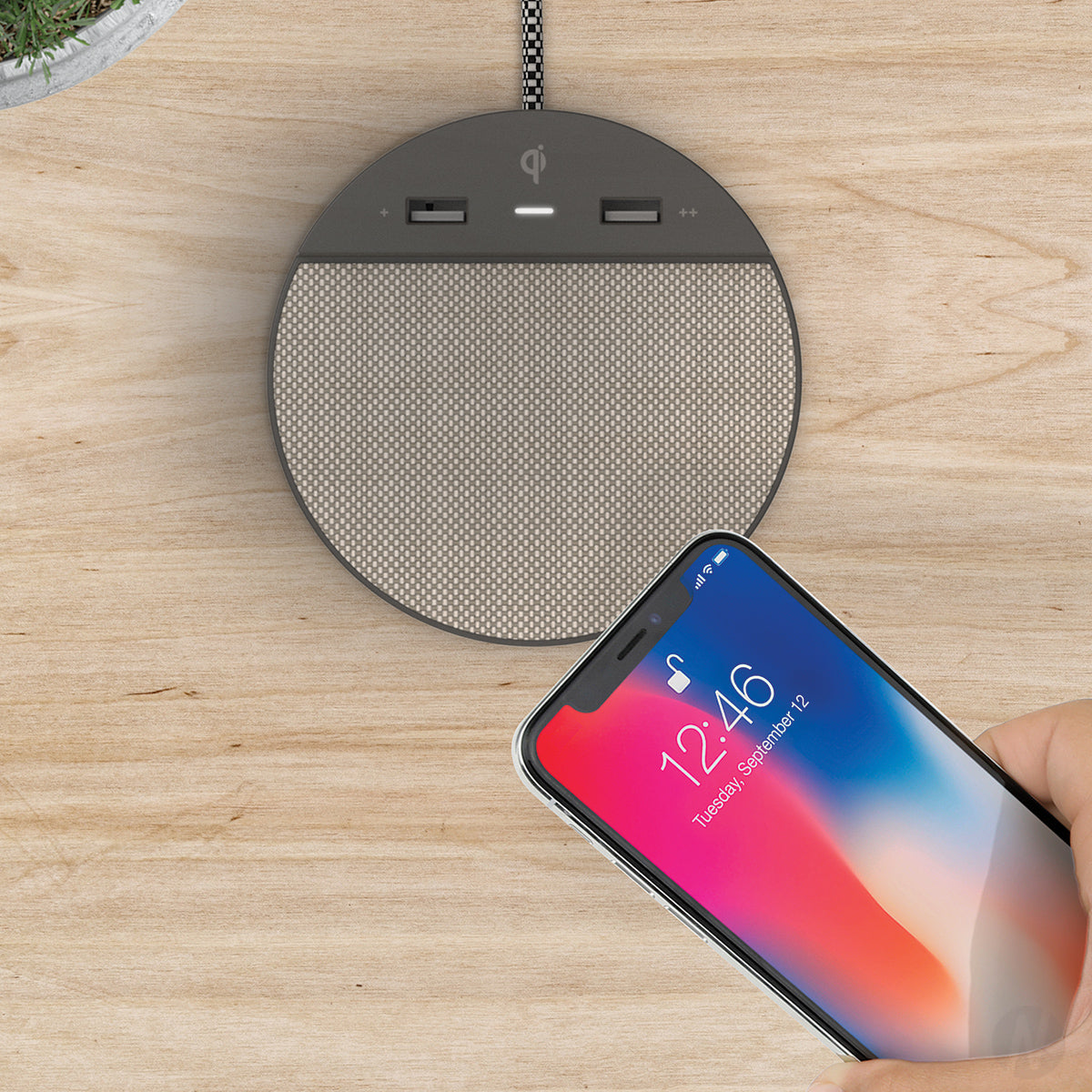 Station C Clock, Alarm, 2x USB, Wireless Charging | Nonstop Alarm Clock | PDI Hospitality