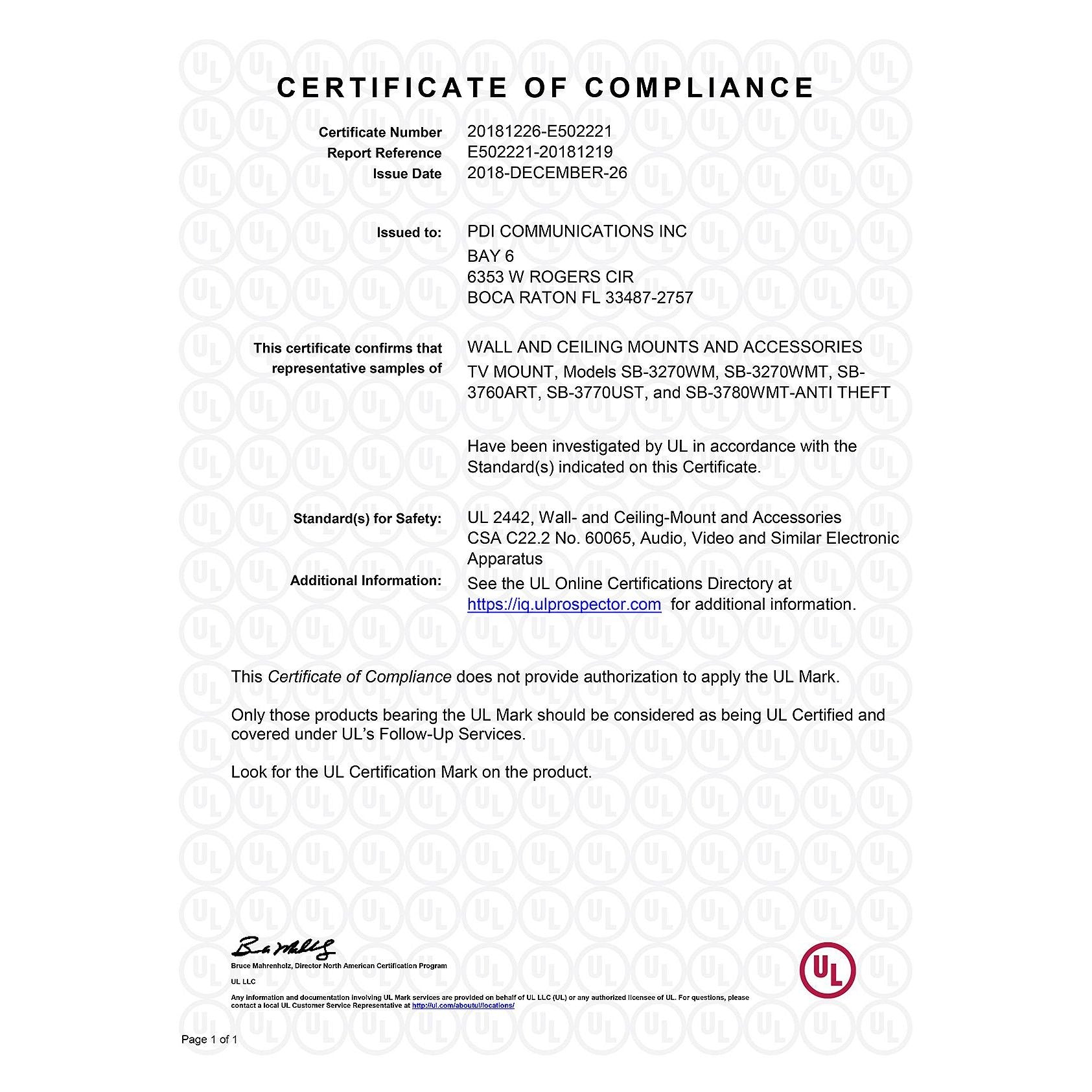 Starburst SB-3780WMT-W OUTDOOR Tilt |TV Wall Mount | PDI Hospitality